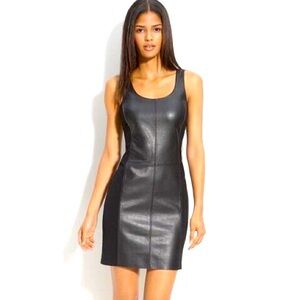 Bailey 44 Black Faux Leather Front Sheath Dress Size L